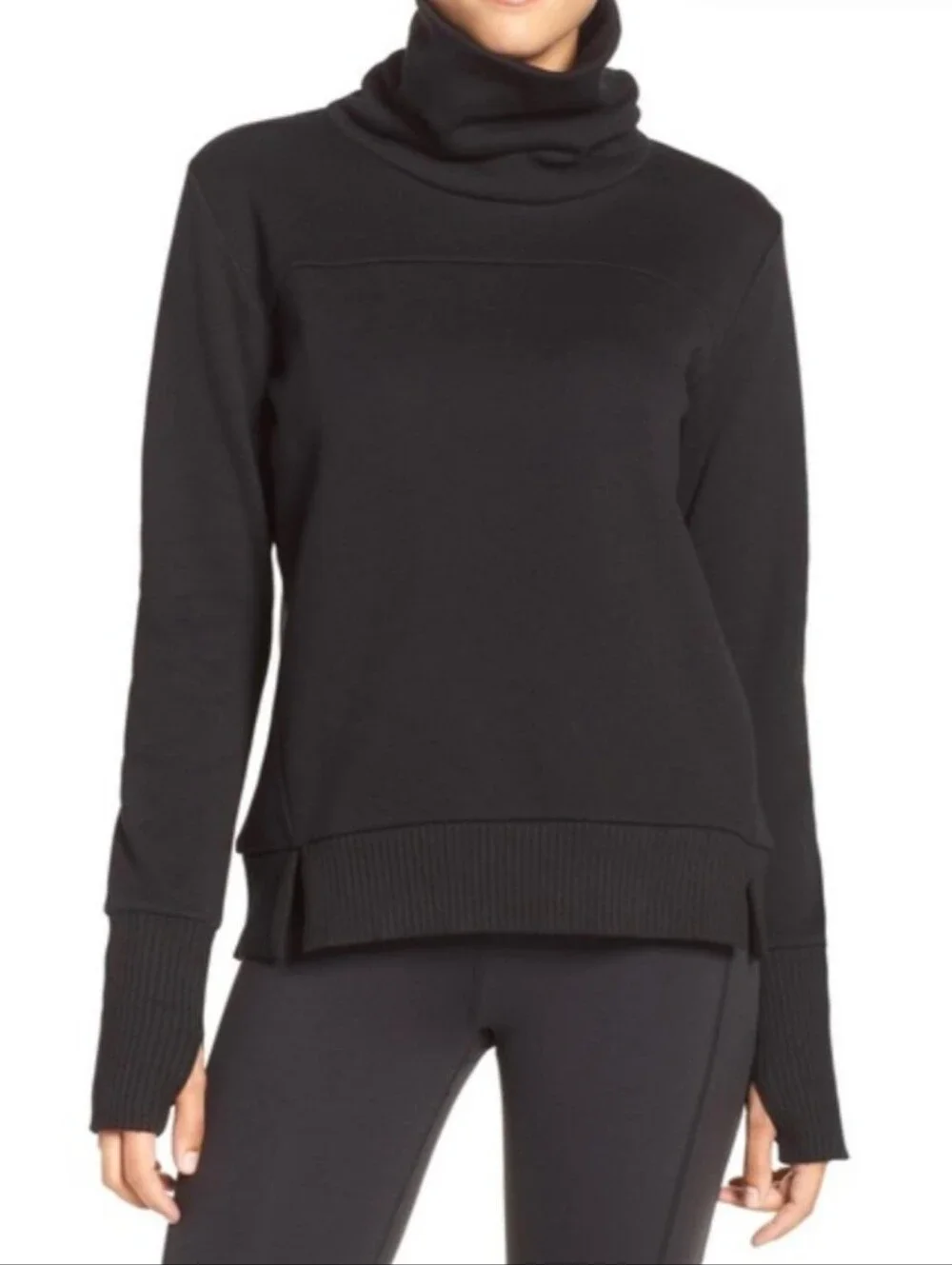 Alo, Haze Funnel Neck Sweater, Black, Size M